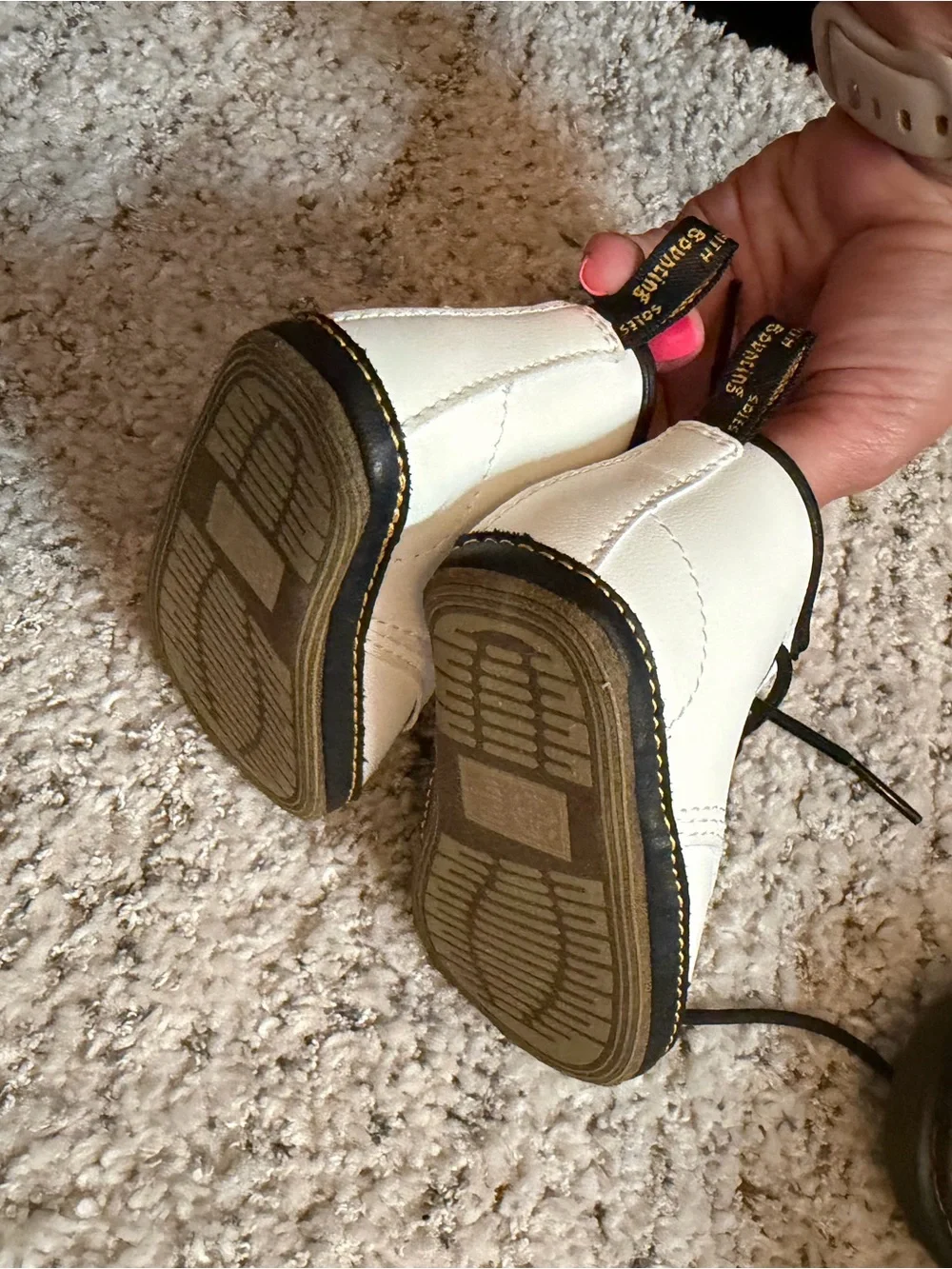 Dr. Martens White and Black Baby Lace-Up Boots Euc size 2